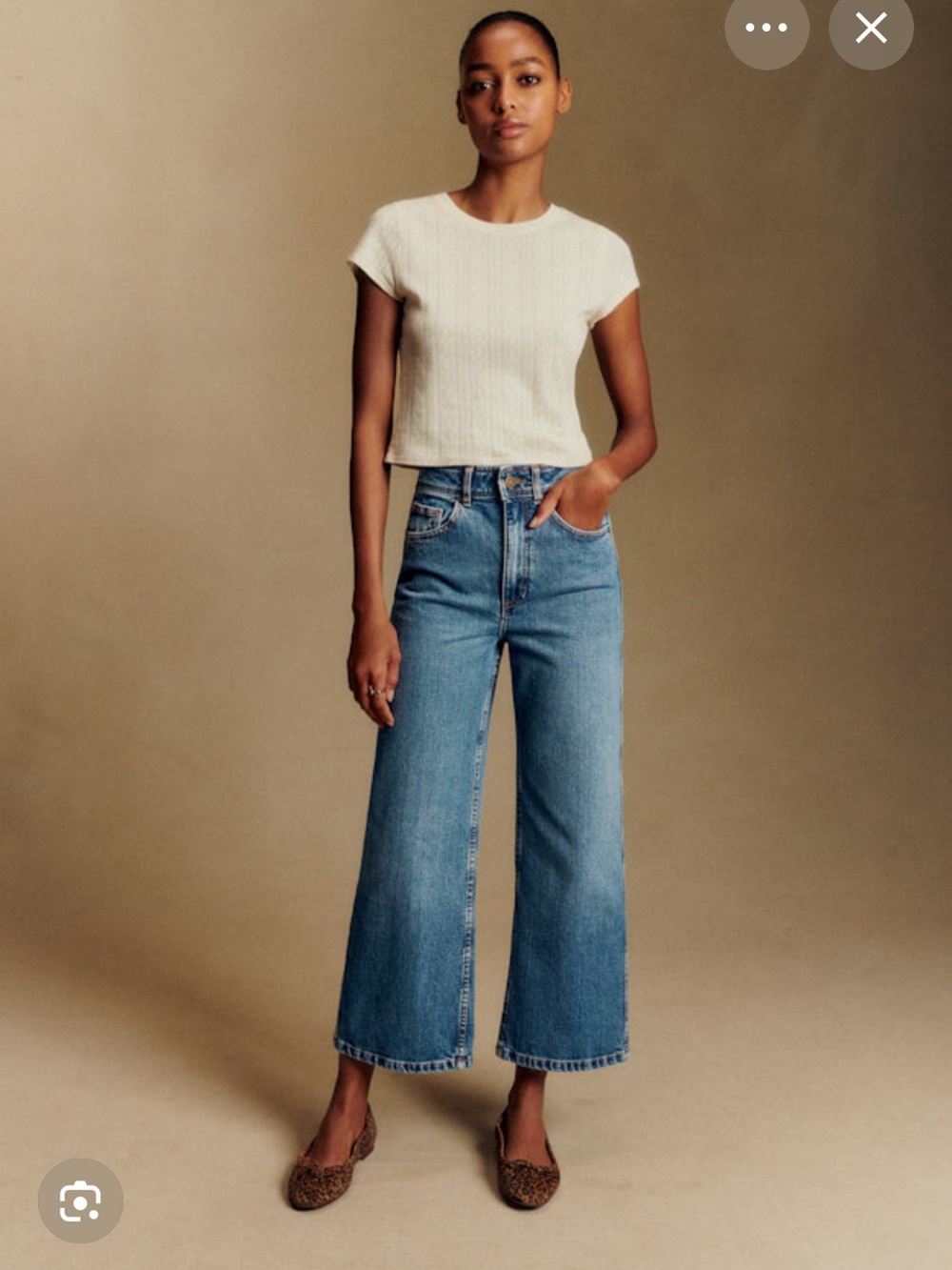 Sezane Denim Wide Leg Crop Jeans Light Wash